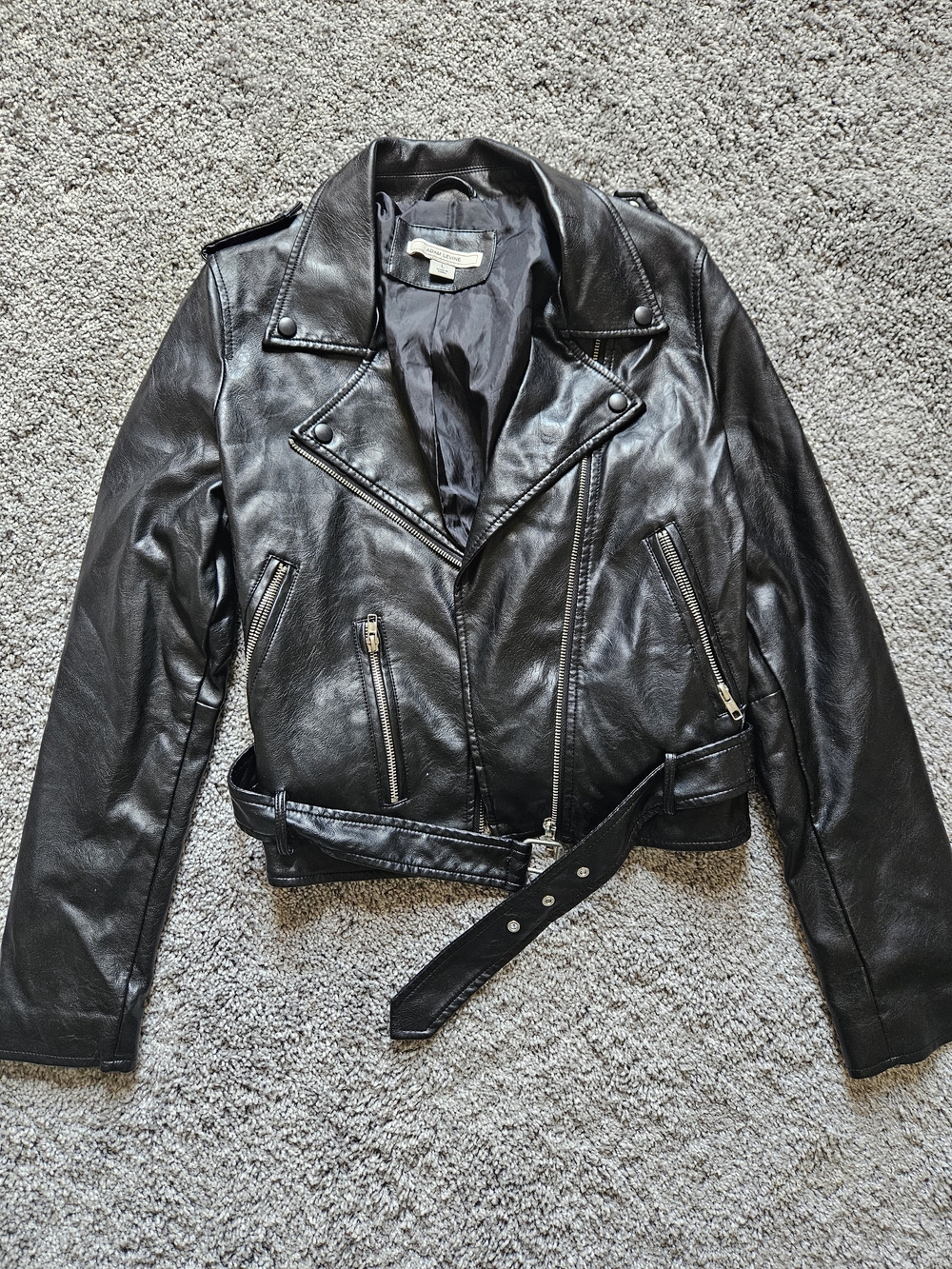 Adam Levine Collection Black Leather Biker Jacket- Never Worn